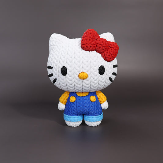 Pupazzo Hello Kitty effetto knitted – Figure decorativa stampata in 3D
