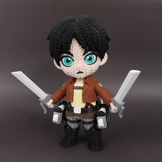 Pupazzo Eren Jaeger effetto knitted – Figure decorativa stampata in 3D