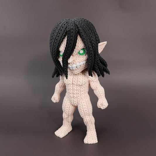 Pupazzo Eren Jaeger Titano effetto knitted – Figure decorativa stampata in 3D