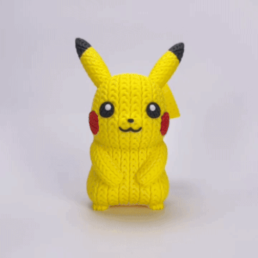 Pupazzo Pikachu effetto knitted – Figure decorativa stampata in 3D