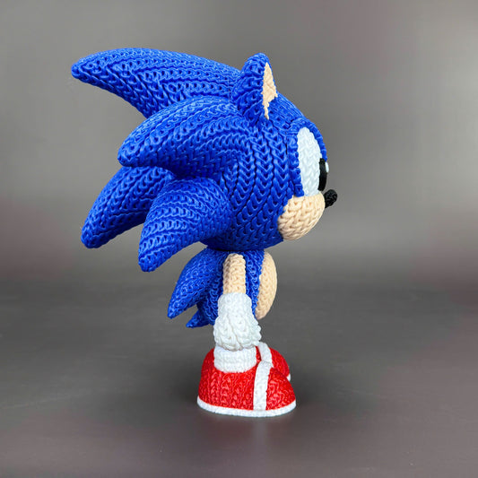 Pupazzo Sonic effetto knitted – Figure decorativa stampata in 3D