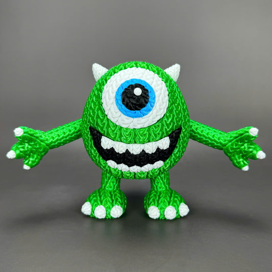 Pupazzo Mike Wazowski effetto knitted – Figure decorativa stampata in 3D