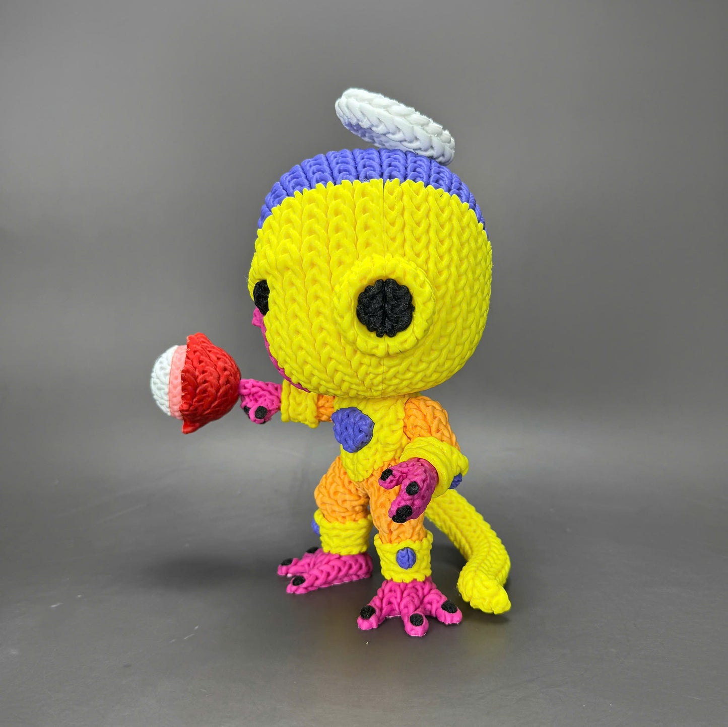Pupazzo Golden Freezer effetto knitted – Figure decorativa stampata in 3D