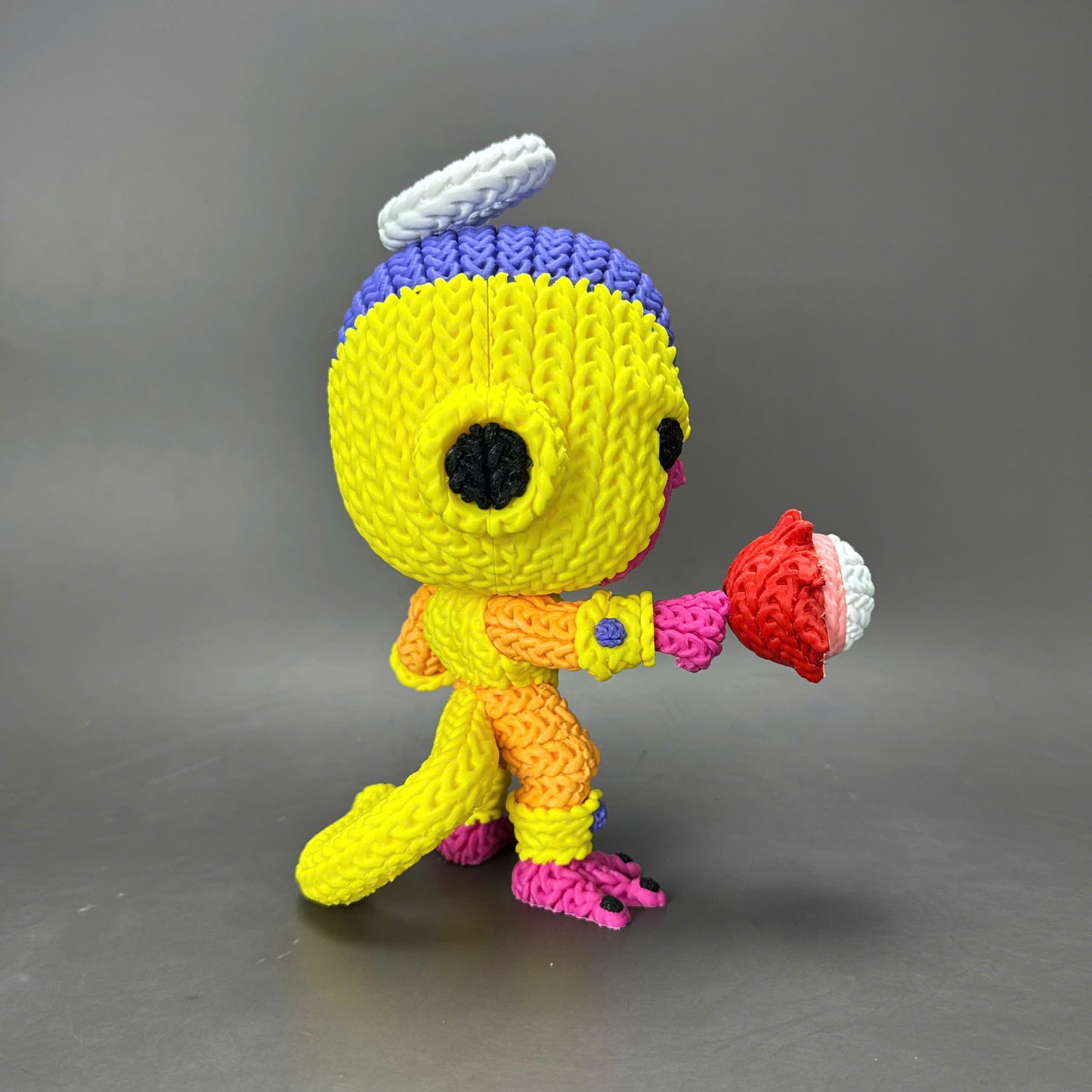 Pupazzo Golden Freezer effetto knitted – Figure decorativa stampata in 3D