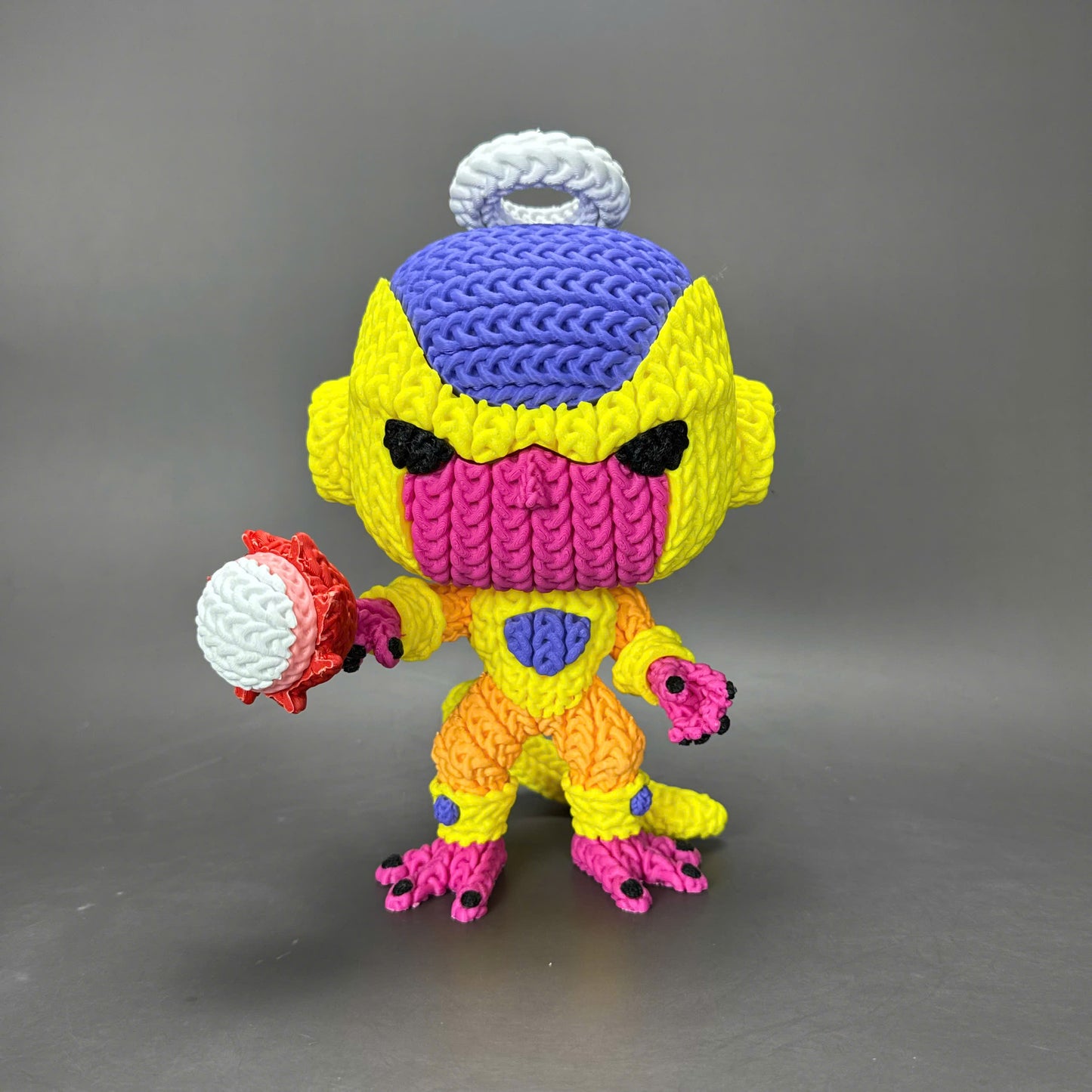 Pupazzo Golden Freezer effetto knitted – Figure decorativa stampata in 3D