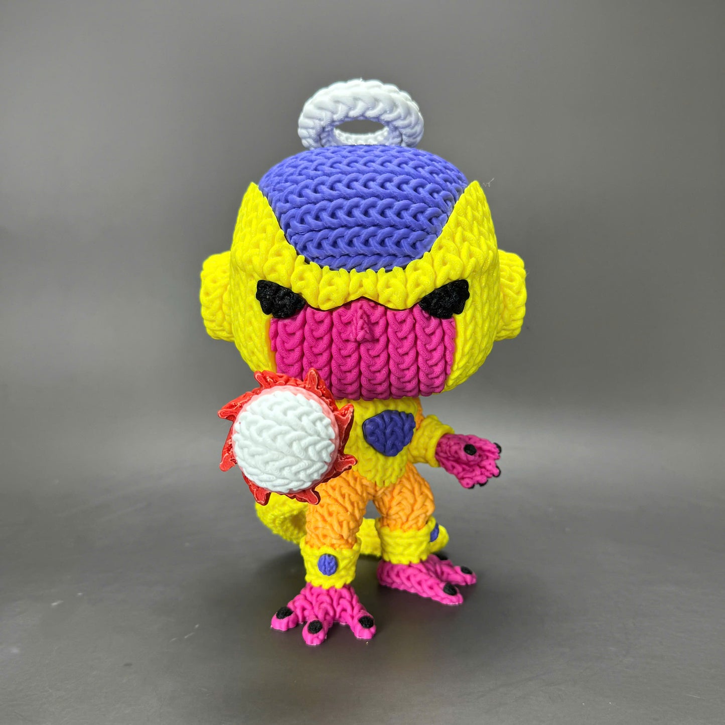Pupazzo Golden Freezer effetto knitted – Figure decorativa stampata in 3D