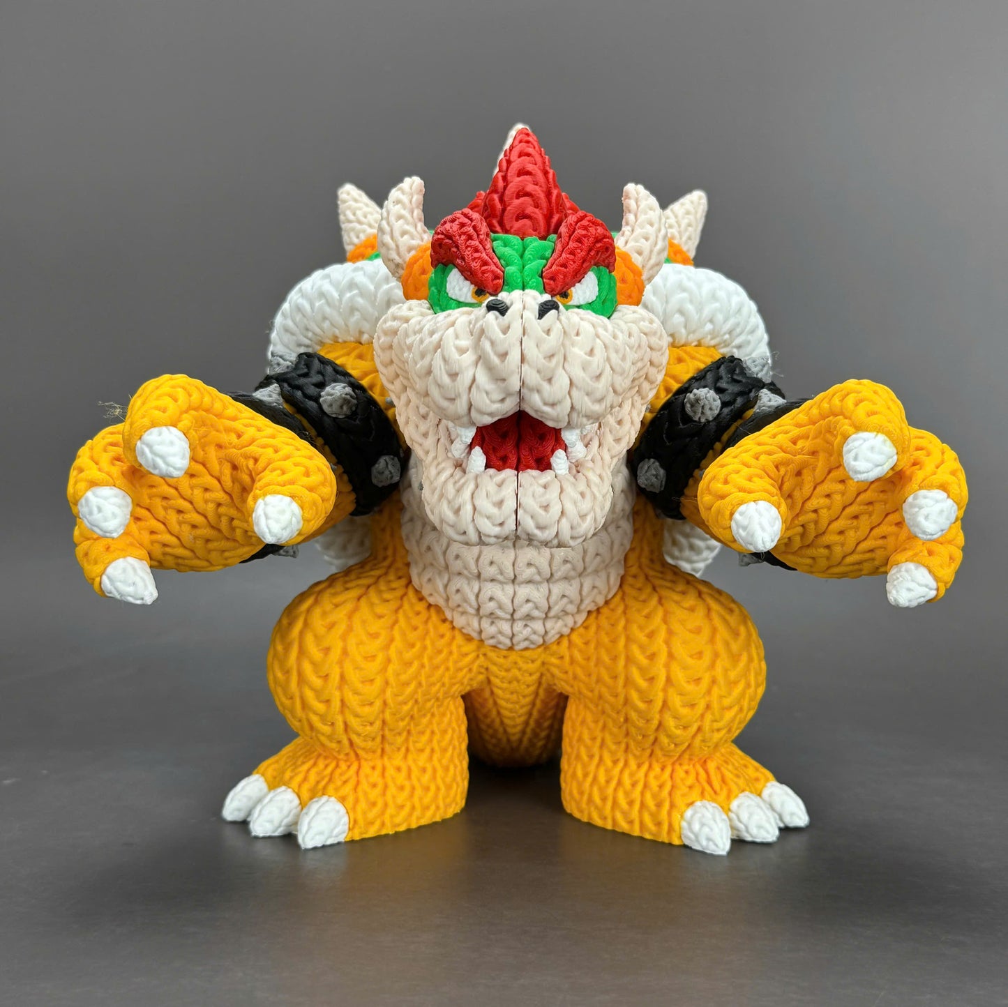 Pupazzo Bowser effetto knitted – Figure decorativa stampata in 3D