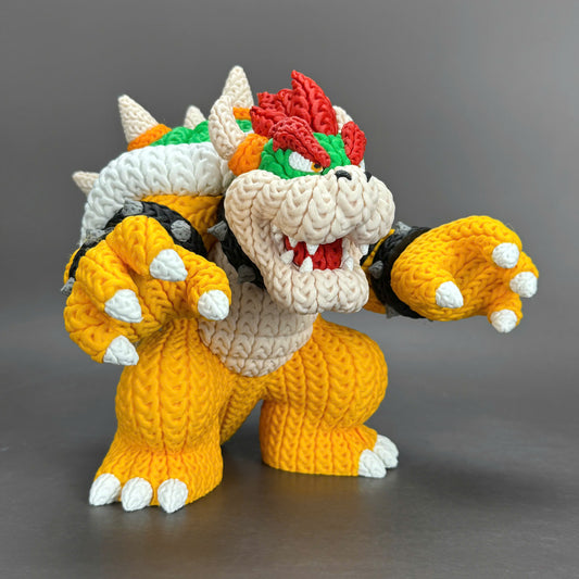 Pupazzo Bowser effetto knitted – Figure decorativa stampata in 3D