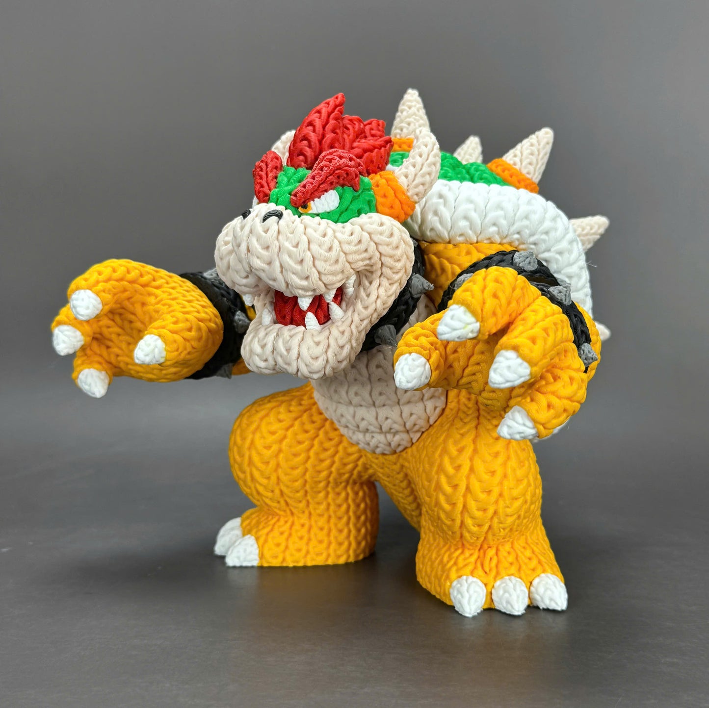Pupazzo Bowser effetto knitted – Figure decorativa stampata in 3D