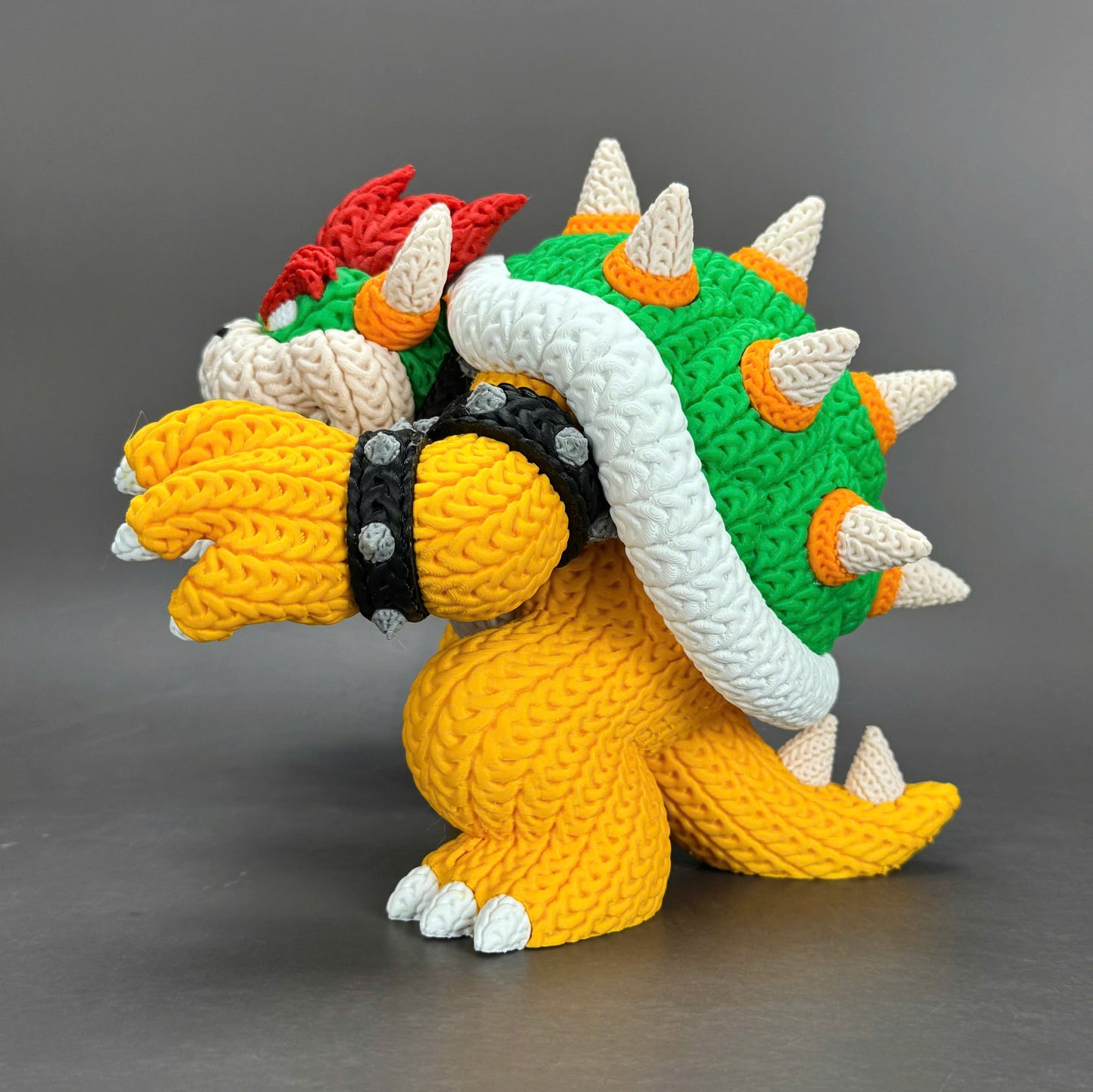 Pupazzo Bowser effetto knitted – Figure decorativa stampata in 3D