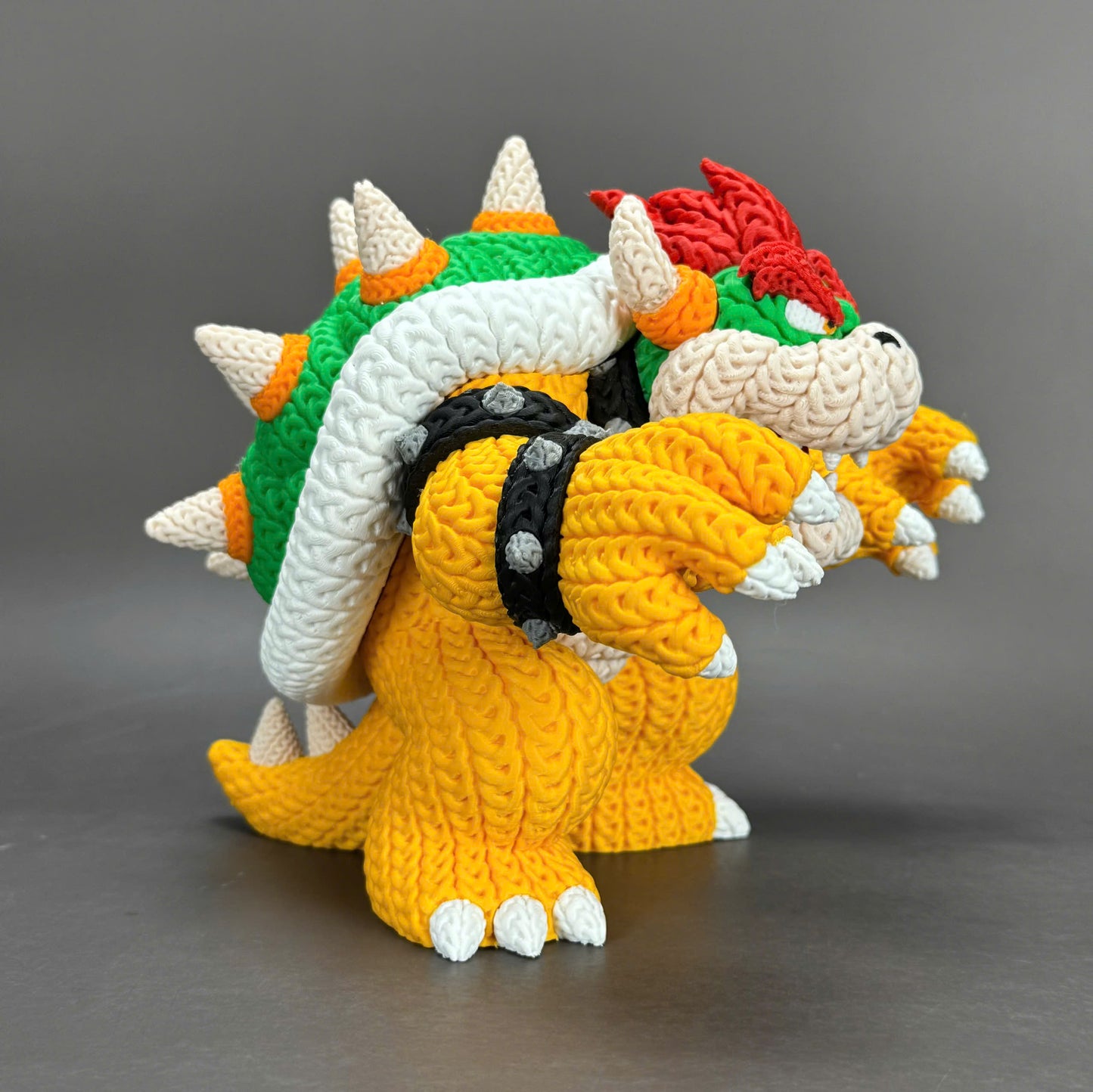 Pupazzo Bowser effetto knitted – Figure decorativa stampata in 3D