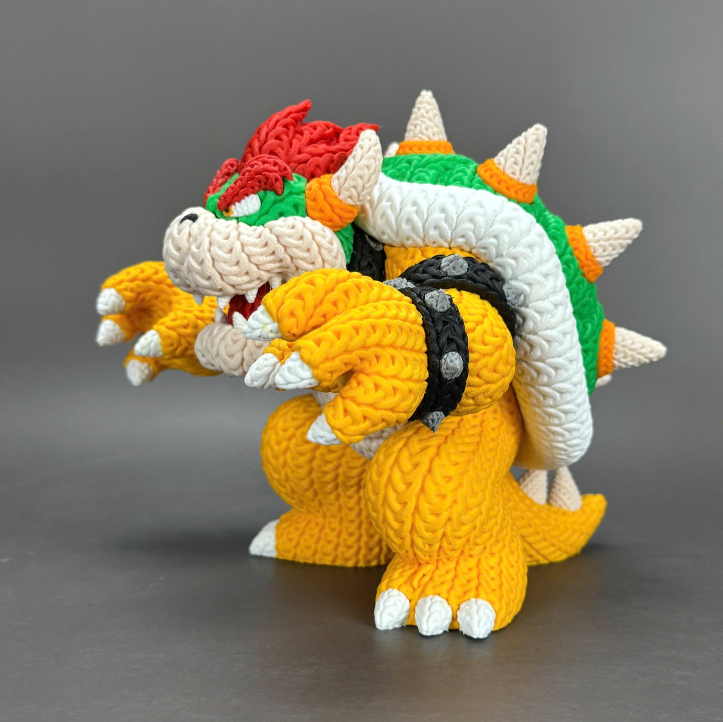 Pupazzo Bowser effetto knitted – Figure decorativa stampata in 3D