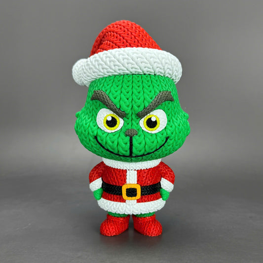 Pupazzo Grinch effetto knitted – Figure decorativa stampata in 3D