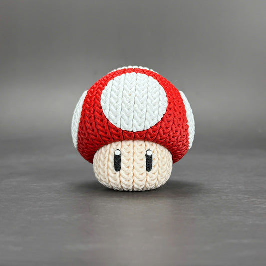 Pupazzo Fungo Super Mario effetto knitted – Figure decorativa stampata in 3D